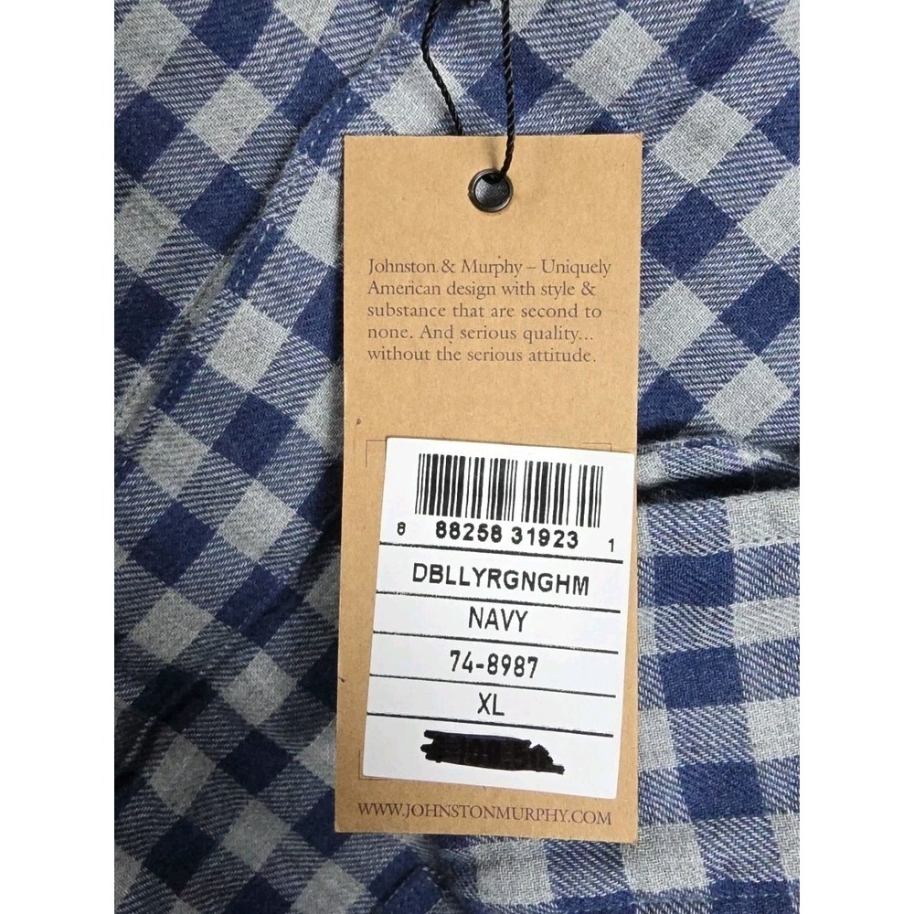 Johnston & Murphy Double-Layer Long-Sleeve Shirt - Gray/Blue Gingham XL Nwt - Picture 2 of 9